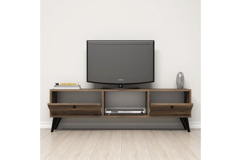 Tv-benk 138 cm - Valnøtt/Svart - Møbler - Mediamøbel & tv møbel - TV-benk & mediabenk