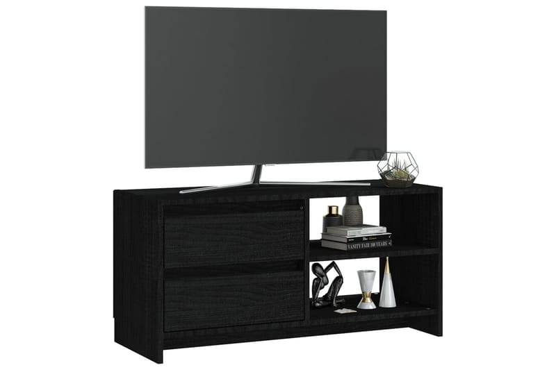 TV-benk 80x31x39 cm heltre furu svart - Svart - TV-benk & mediabenk