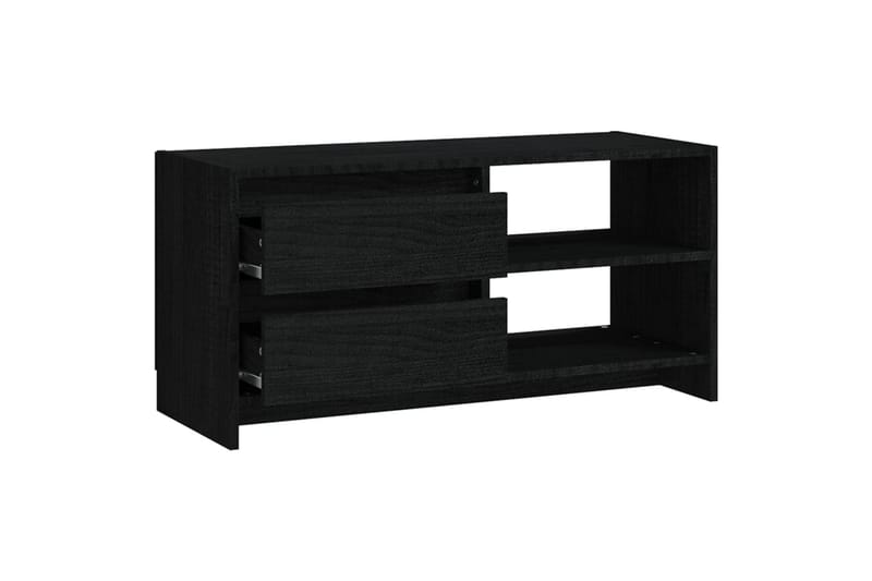 TV-benk 80x31x39 cm heltre furu svart - Svart - TV-benk & mediabenk