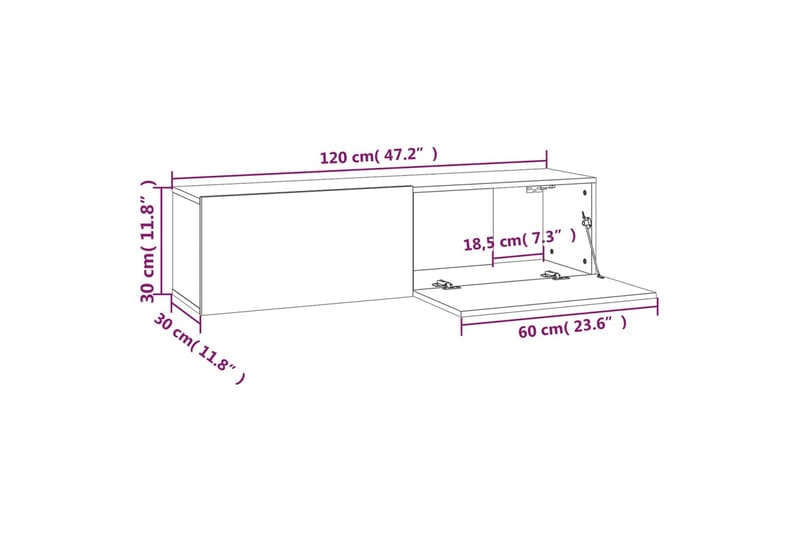 TV-benk brun eik 120x30x30 cm konstruert tre - Brun - Møbler - Mediamøbel & tv møbel - TV-benk & mediabenk