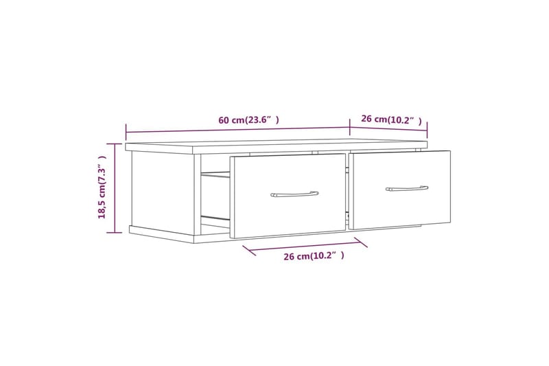 TV-benk brun eik 60x26x18,5 cm konstruert tre - Brun - Møbler - Mediamøbel & tv møbel - TV-benk & mediabenk