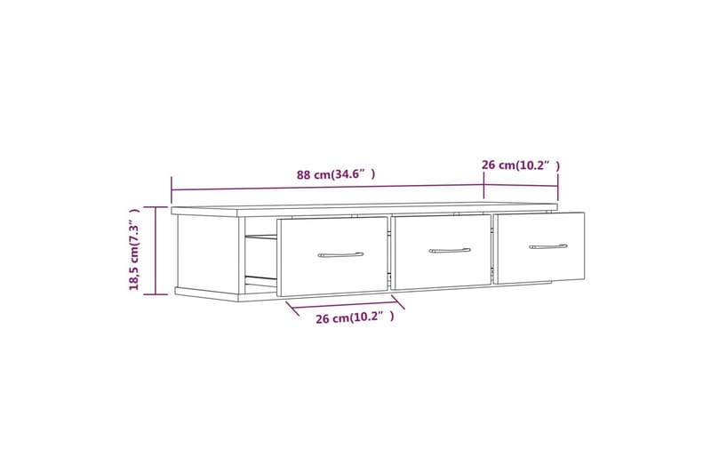 TV-benk brun eik 88x26x18,5 cm konstruert tre - Brun - Møbler - Mediamøbel & tv møbel - TV-benk & mediabenk