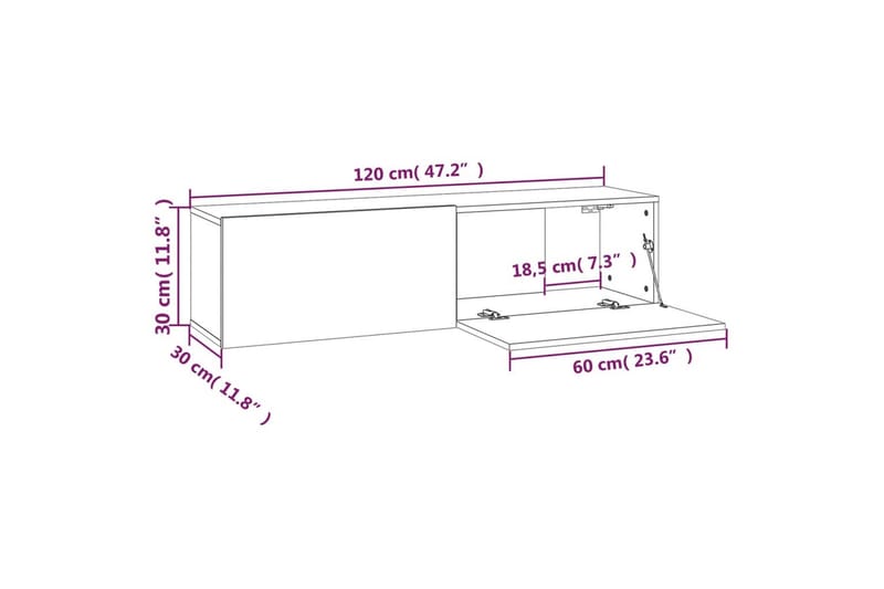 TV-benk grå sonoma eik 120x30x30 cm konstruert tre - Grå - Møbler - Mediamøbel & tv møbel - TV-benk & mediabenk