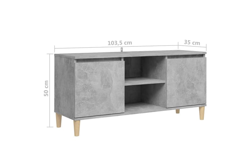 TV-benk med ben i heltre betonggrå 103,5x35x50 cm - Grå - Møbler - Mediamøbel & tv møbel - TV-benk & mediabenk