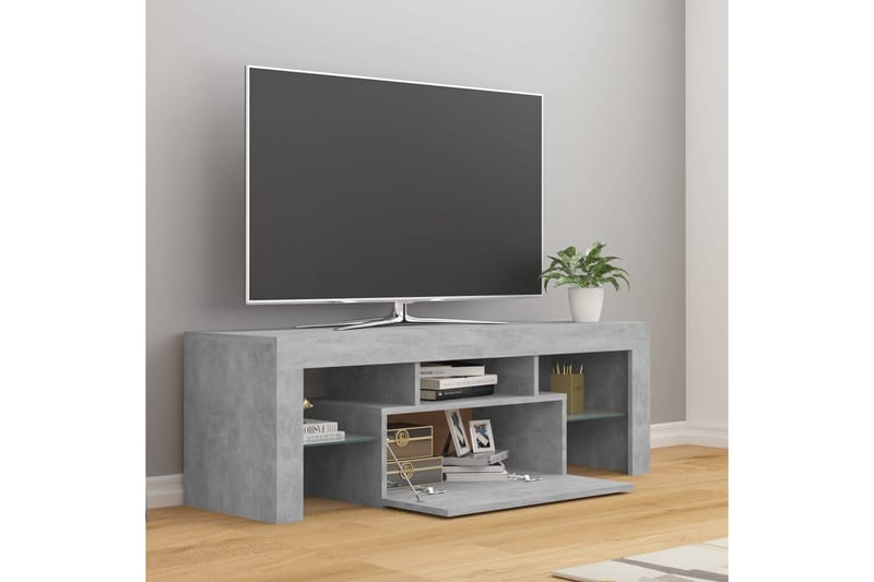 TV-benk med LED-lys betonggrå 120x35x40 cm - Grå - Møbler - Mediamøbel & tv møbel - TV-benk & mediabenk