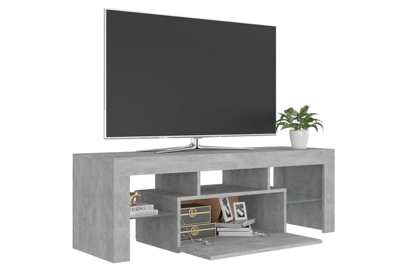 TV-benk med LED-lys betonggrå 120x35x40 cm - Grå - TV-benk & mediabenk