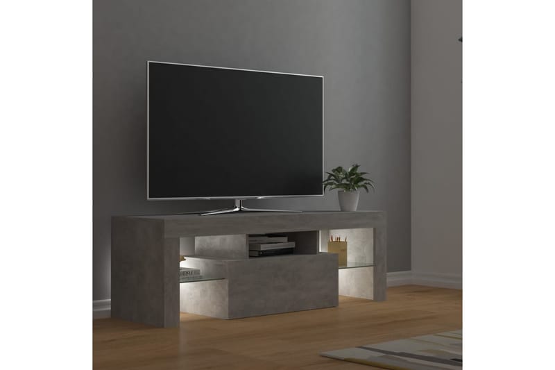 TV-benk med LED-lys betonggrå 120x35x40 cm - Grå - Møbler - Mediamøbel & tv møbel - TV-benk & mediabenk