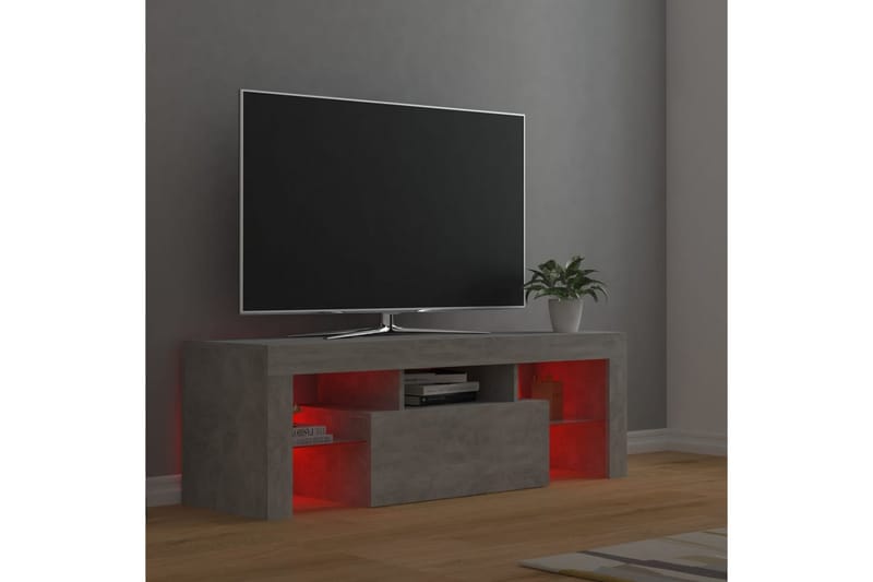 TV-benk med LED-lys betonggrå 120x35x40 cm - Grå - Møbler - Mediamøbel & tv møbel - TV-benk & mediabenk