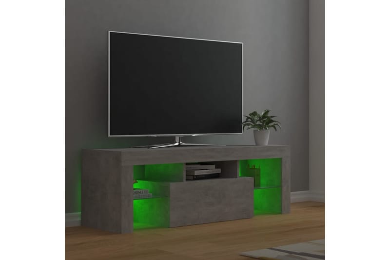 TV-benk med LED-lys betonggrå 120x35x40 cm - Grå - Møbler - Mediamøbel & tv møbel - TV-benk & mediabenk