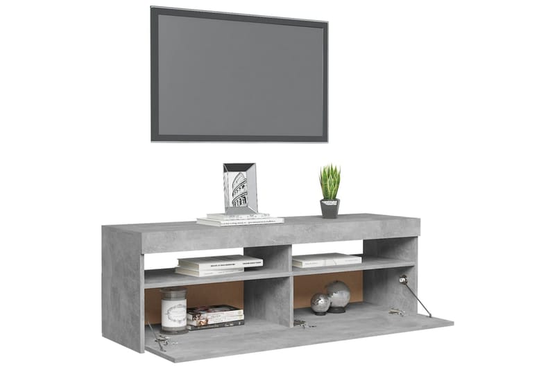 TV-benk med LED-lys betonggrå 120x35x40 cm - Grå - Møbler - Mediamøbel & tv møbel - TV-benk & mediabenk