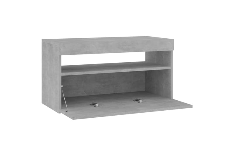 TV-benk med LED-lys betonggrå 75x35x40 cm - Grå - Møbler - Mediamøbel & tv møbel - TV-benk & mediabenk