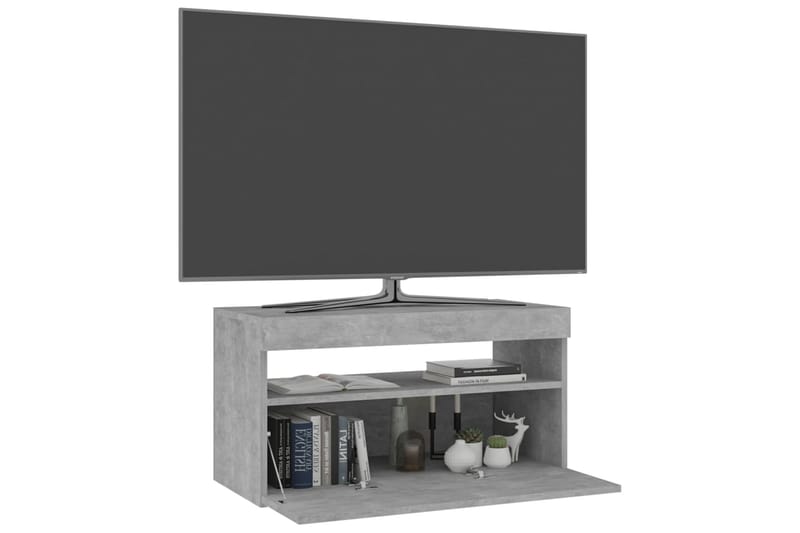 TV-benk med LED-lys betonggrå 75x35x40 cm - Grå - Møbler - Mediamøbel & tv møbel - TV-benk & mediabenk