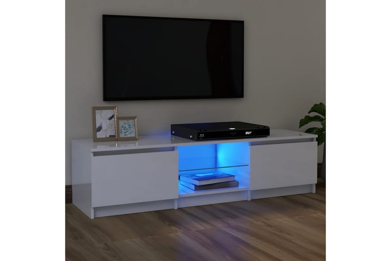 TV-benk med LED-lys høyglans hvit 120x30x35,5 cm - Hvit - Møbler - Mediamøbel & tv møbel - TV-benk & mediabenk