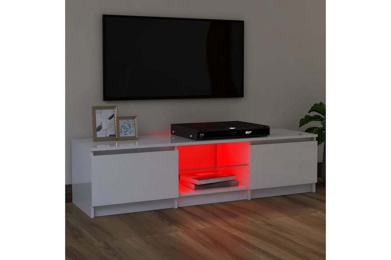 TV-benk med LED-lys høyglans hvit 120x30x35,5 cm - Hvit - Møbler - Mediamøbel & tv møbel - TV-benk & mediabenk