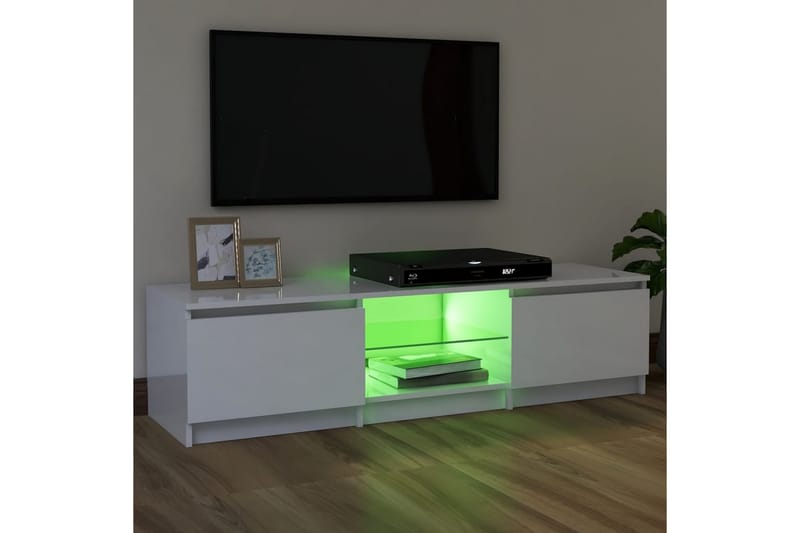 TV-benk med LED-lys høyglans hvit 120x30x35,5 cm - Hvit - Møbler - Mediamøbel & tv møbel - TV-benk & mediabenk