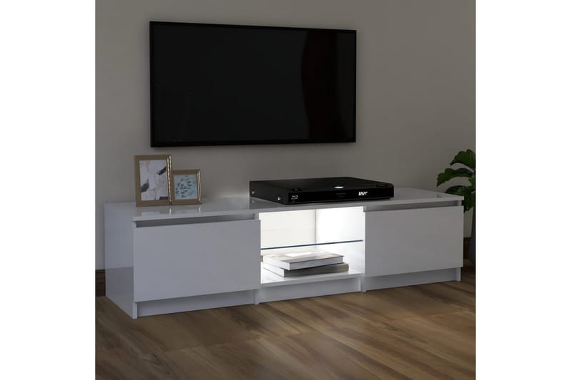 TV-benk med LED-lys høyglans hvit 120x30x35,5 cm - Hvit - Møbler - Mediamøbel & tv møbel - TV-benk & mediabenk