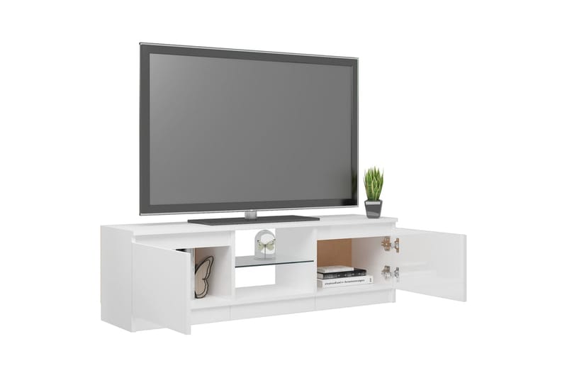 TV-benk med LED-lys høyglans hvit 120x30x35,5 cm - Hvit - Møbler - Mediamøbel & tv møbel - TV-benk & mediabenk