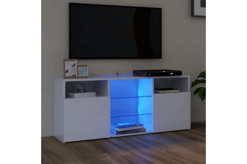 TV-benk med LED-lys høyglans hvit 120x30x50 cm - Hvit - Møbler - Mediamøbel & tv møbel - TV-benk & mediabenk