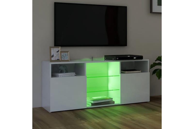 TV-benk med LED-lys høyglans hvit 120x30x50 cm - Hvit - Møbler - Mediamøbel & tv møbel - TV-benk & mediabenk