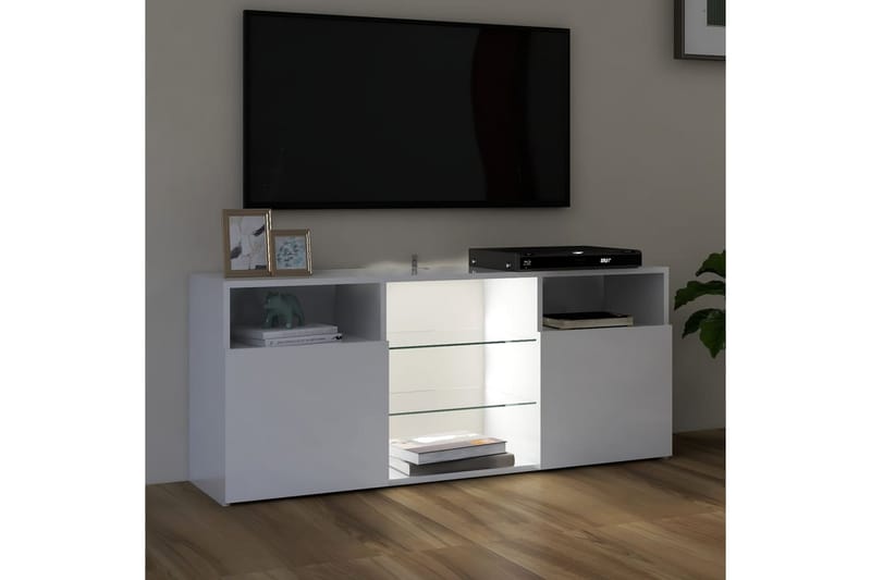 TV-benk med LED-lys høyglans hvit 120x30x50 cm - Hvit - Møbler - Mediamøbel & tv m�øbel - TV-benk & mediabenk