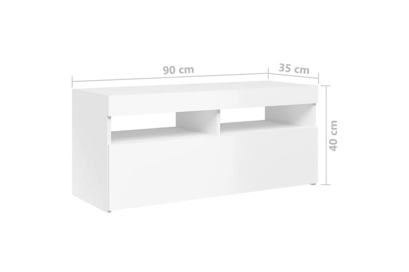 TV-benk med LED-lys høyglans hvit 90x35x40 cm - Hvit - Møbler - Mediamøbel & tv møbel - TV-benk & mediabenk