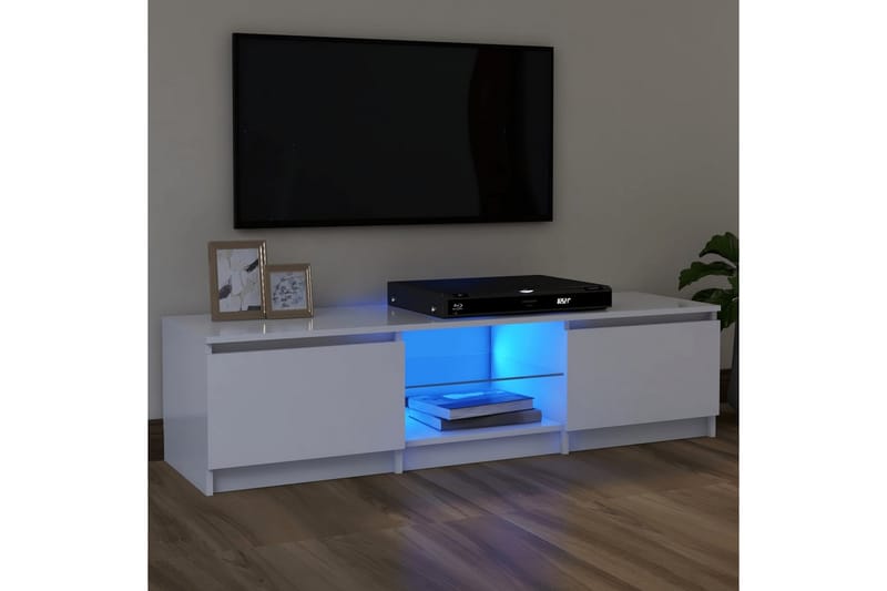 TV-benk med LED-lys hvit 120x30x35,5 cm - Hvit - Møbler - Mediamøbel & tv møbel - TV-benk & mediabenk