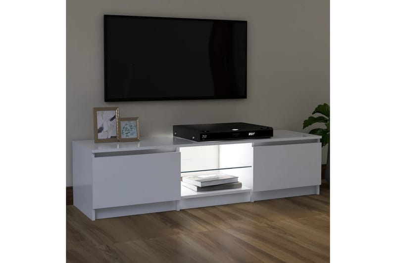 TV-benk med LED-lys hvit 120x30x35,5 cm - Hvit - Møbler - Mediamøbel & tv møbel - TV-benk & mediabenk