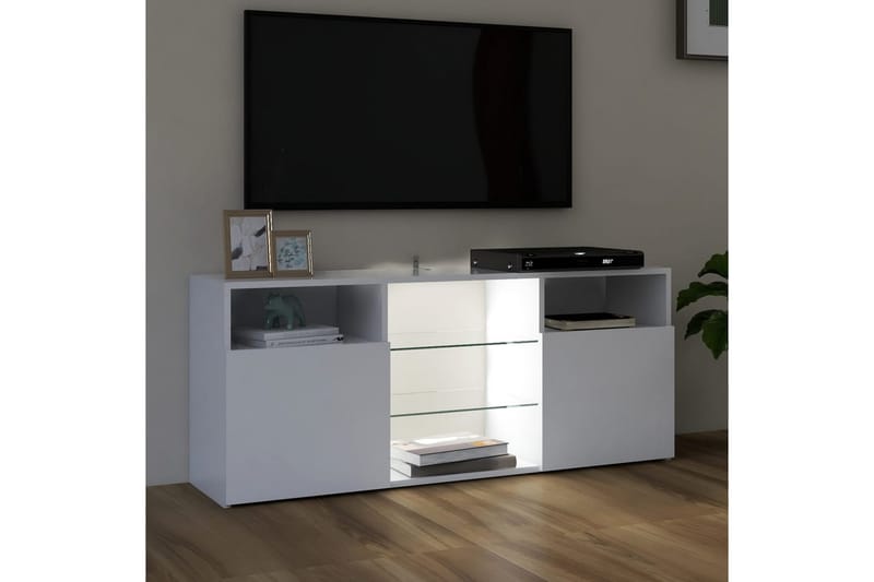 TV-benk med LED-lys hvit 120x30x50 cm - Hvit - Møbler - Mediamøbel & tv møbel - TV-benk & mediabenk