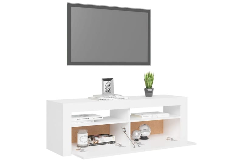 TV-benk med LED-lys hvit 120x35x40 cm - Hvit - Møbler - Mediamøbel & tv møbel - TV-benk & mediabenk