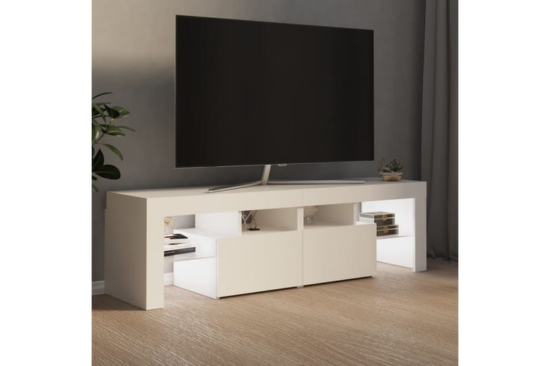 TV-benk med LED-lys hvit 140x35x40 cm - Hvit - Møbler - Mediamøbel & tv møbel - TV-benk & mediabenk