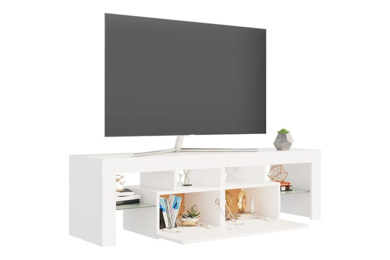 TV-benk med LED-lys hvit 140x35x40 cm - Hvit - Møbler - Mediamøbel & tv møbel - TV-benk & mediabenk