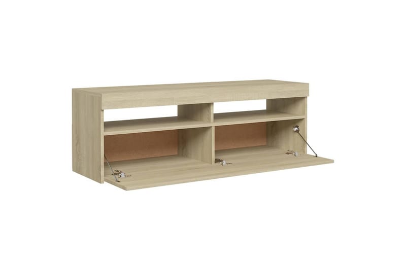 TV-benk med LED-lys sonoma eik 120x35x40 cm - Brun - Møbler - Mediamøbel & tv møbel - TV-benk & mediabenk