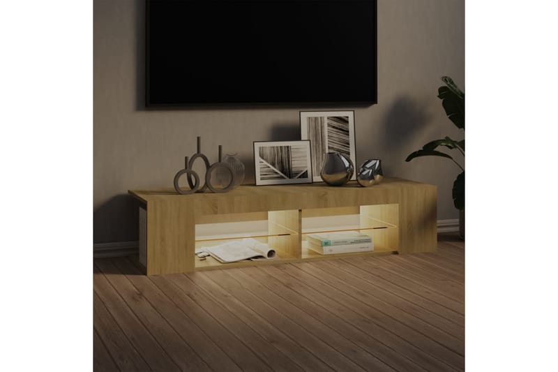 TV-benk med LED-lys sonoma eik 135x39x30 cm - Brun - Møbler - Mediamøbel & tv møbel - TV-benk & mediabenk