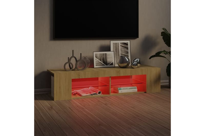 TV-benk med LED-lys sonoma eik 135x39x30 cm - Brun - Møbler - Mediamøbel & tv møbel - TV-benk & mediabenk