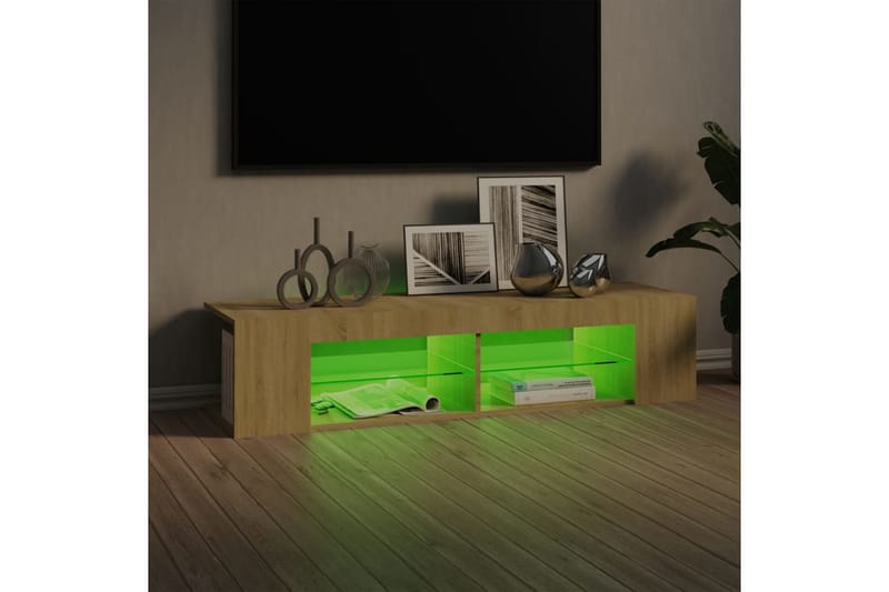 TV-benk med LED-lys sonoma eik 135x39x30 cm - Brun - Møbler - Mediamøbel & tv møbel - TV-benk & mediabenk