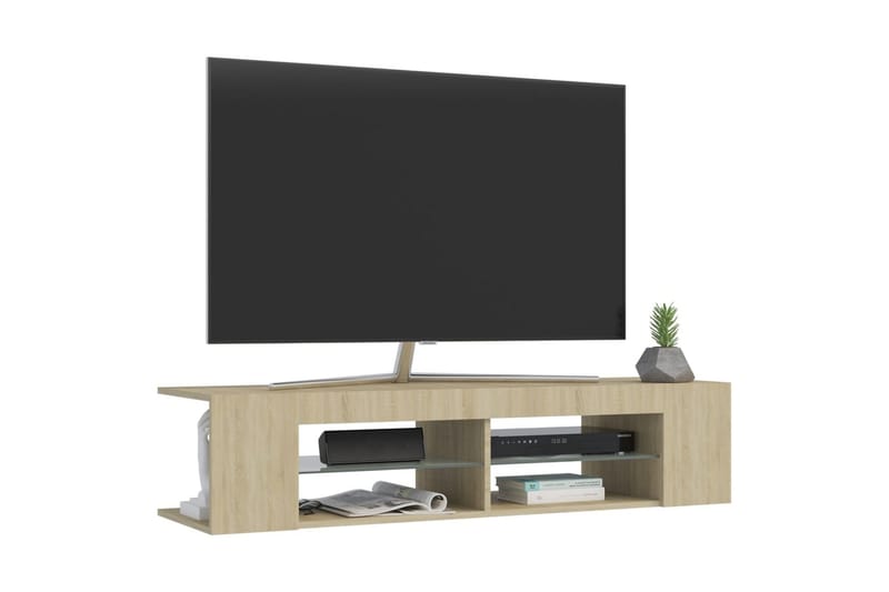 TV-benk med LED-lys sonoma eik 135x39x30 cm - Brun - Møbler - Mediamøbel & tv møbel - TV-benk & mediabenk