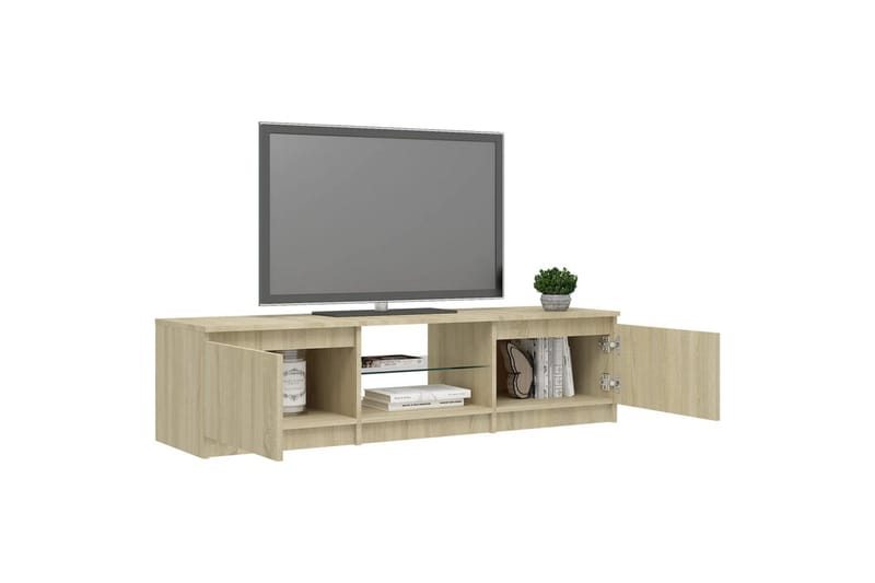 TV-benk med LED-lys sonoma eik 140x40x35,5 cm - Brun - Møbler - Mediamøbel & tv møbel - TV-benk & mediabenk