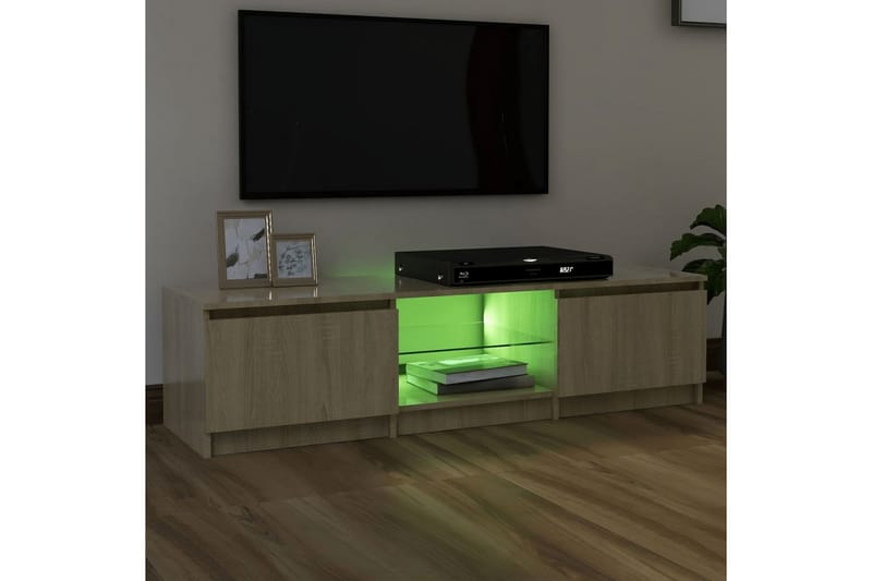 TV-benk med LED-lys sonoma eik 140x40x35,5 cm - Brun - Møbler - Mediamøbel & tv møbel - TV-benk & mediabenk