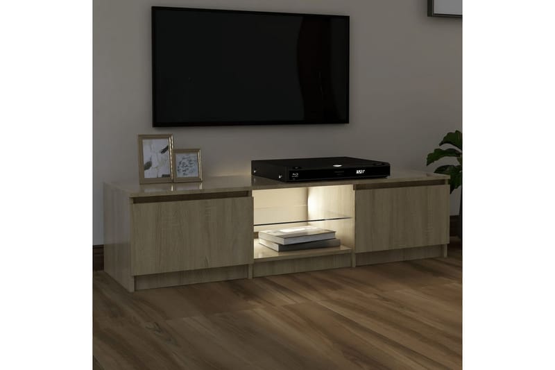 TV-benk med LED-lys sonoma eik 140x40x35,5 cm - Brun - Møbler - Mediamøbel & tv møbel - TV-benk & mediabenk