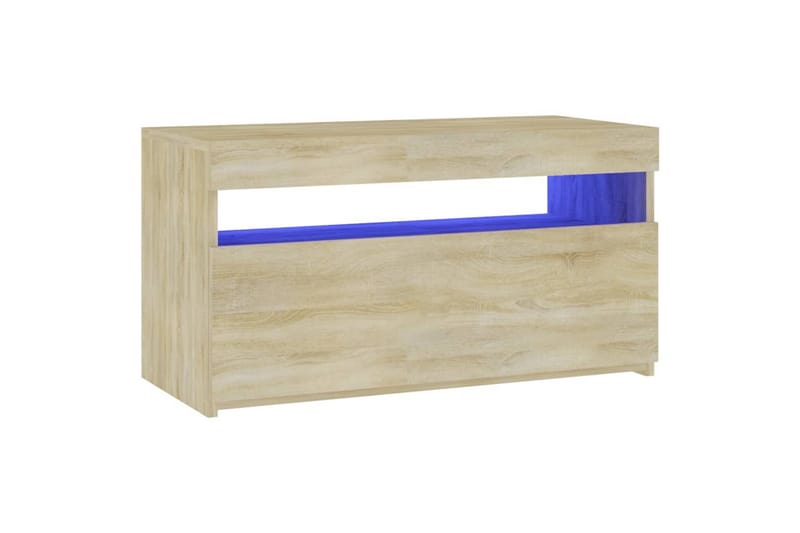 TV-benk med LED-lys sonoma eik 75x35x40 cm - Brun - TV-benk & mediabenk