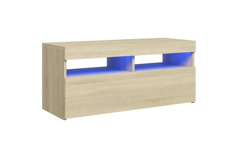 TV-benk med LED-lys sonoma eik 90x35x40 cm - Brun - Møbler - Mediamøbel & tv møbel - TV-benk & mediabenk