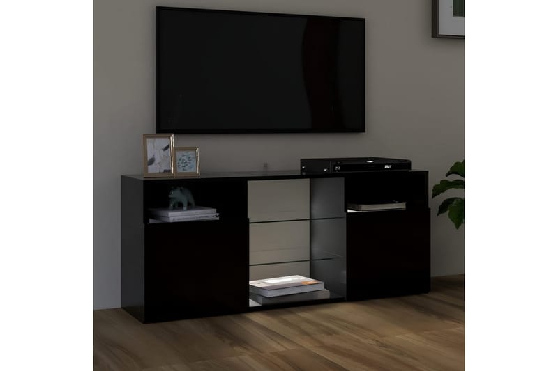 TV-benk med LED-lys svart 120x30x50 cm - Svart - Møbler - Mediamøbel & tv møbel - TV-benk & mediabenk