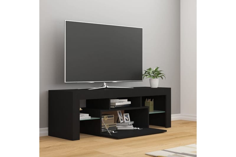 TV-benk med LED-lys svart 120x35x40 cm - Svart - Møbler - Mediamøbel & tv møbel - TV-benk & mediabenk