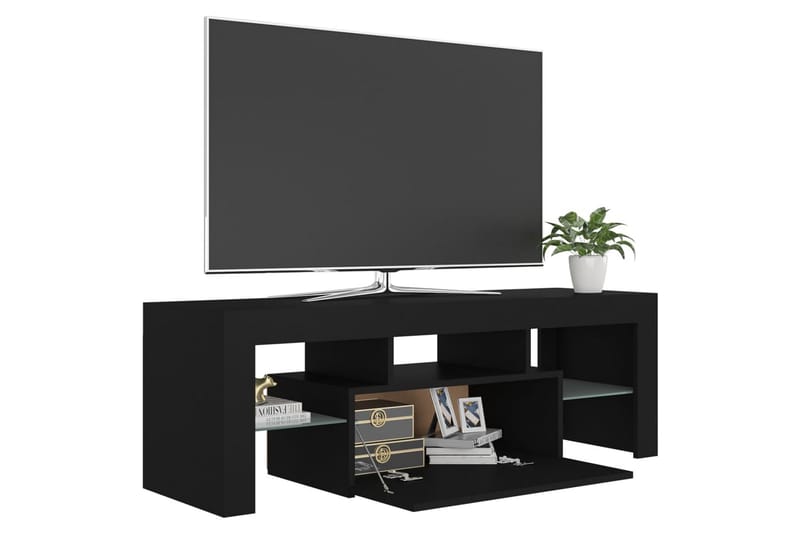 TV-benk med LED-lys svart 120x35x40 cm - Svart - Møbler - Mediamøbel & tv møbel - TV-benk & mediabenk