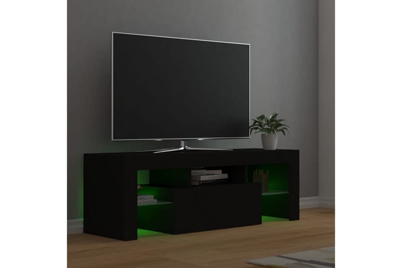 TV-benk med LED-lys svart 120x35x40 cm - Svart - Møbler - Mediamøbel & tv møbel - TV-benk & mediabenk