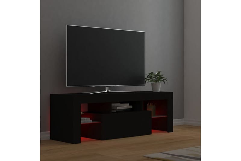 TV-benk med LED-lys svart 120x35x40 cm - Svart - Møbler - Mediamøbel & tv møbel - TV-benk & mediabenk