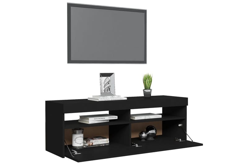 TV-benk med LED-lys svart 120x35x40 cm - Svart - Møbler - Mediamøbel & tv møbel - TV-benk & mediabenk