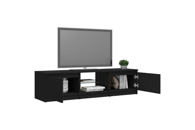 TV-benk med LED-lys svart 140x40x35,5 cm - Svart - Møbler - Mediamøbel & tv møbel - TV-benk & mediabenk