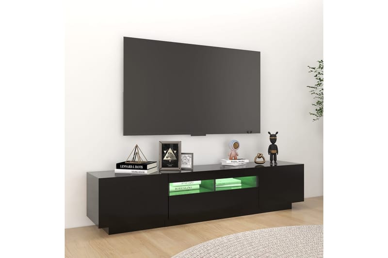 TV-benk med LED-lys svart 180x35x40 cm - Svart - Møbler - Mediamøbel & tv møbel - TV-benk & mediabenk