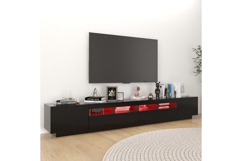 TV-benk med LED-lys svart 260x35x40 cm - Svart - Møbler - Mediamøbel & tv møbel - TV-benk & mediabenk